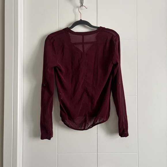 3/$25 Garage chiffon sheer notch Henley blouse - Picture 4 of 5